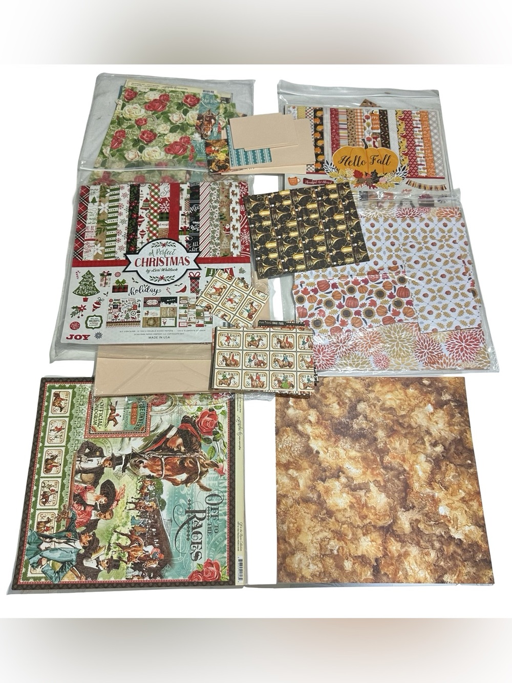 Graphic 45 Echo Park Used Scrapbooking Paper Sticker Holiday Snow Lot 4 Lbs